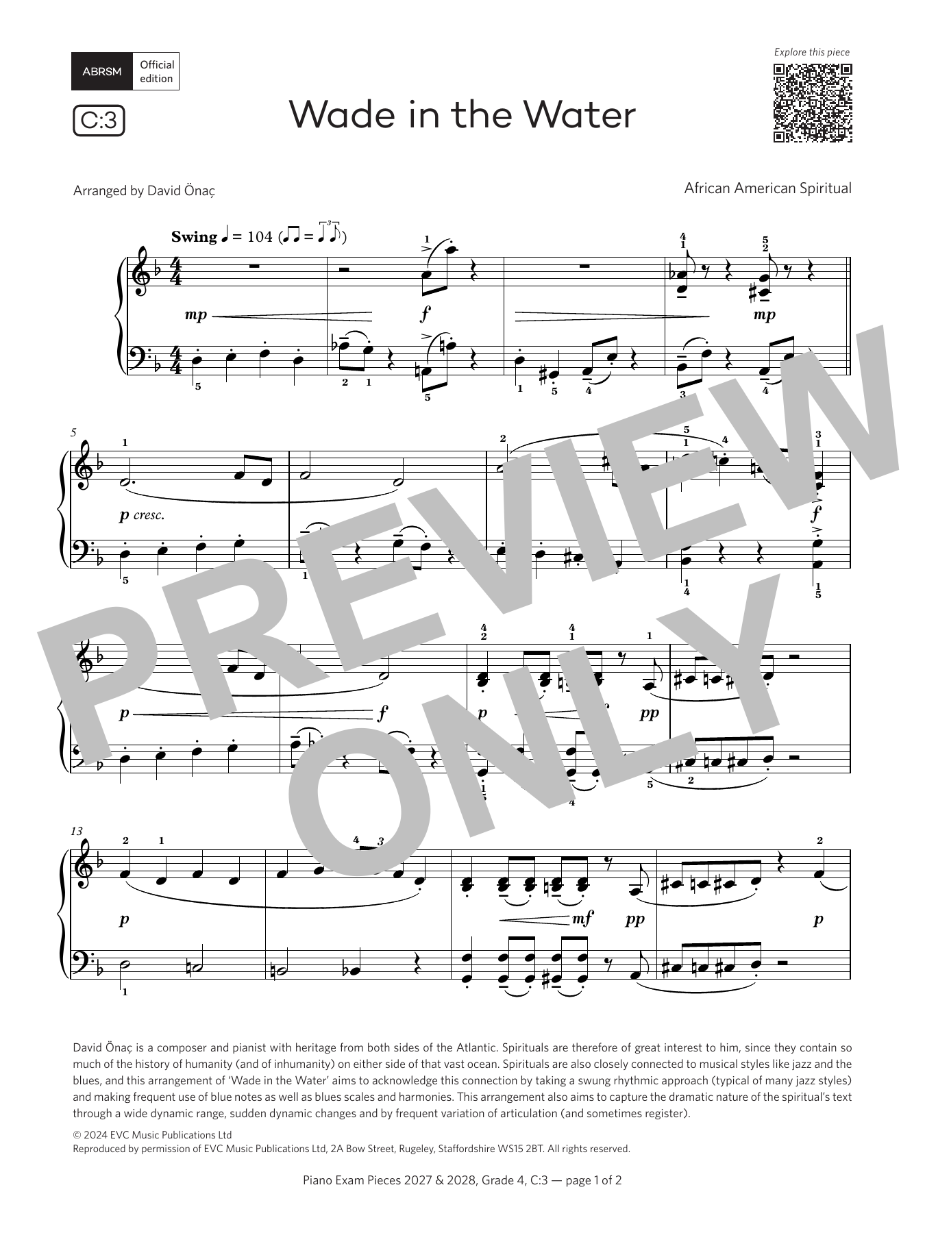 Produktbild zu: Wade in the Water (Grade 4, list C3, from the ABRSM Piano Syllabus 2027 & 2028)