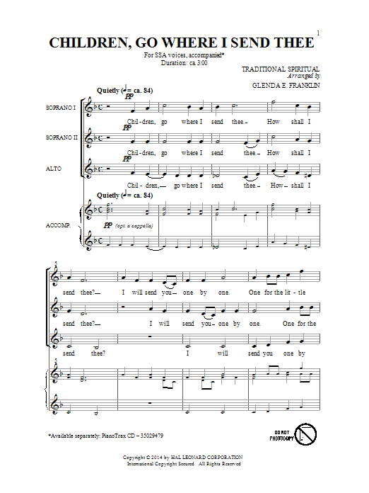 Produktgalerie: Seite 1 von 1 Children Go Where I Send Thee (arr. Glenda E. Franklin), Traditional Spiritual, Chor