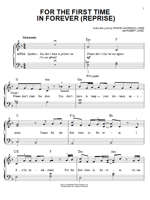 Produktbild zu: For The First Time In Forever (Reprise) (from Frozen)