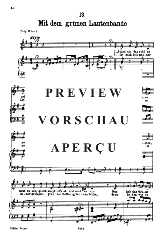Product gallery: Page 2 of 3 Mit dem grünen lautenbande D.795-13 (Die Schöne Müllerin), , Low Voice and Piano