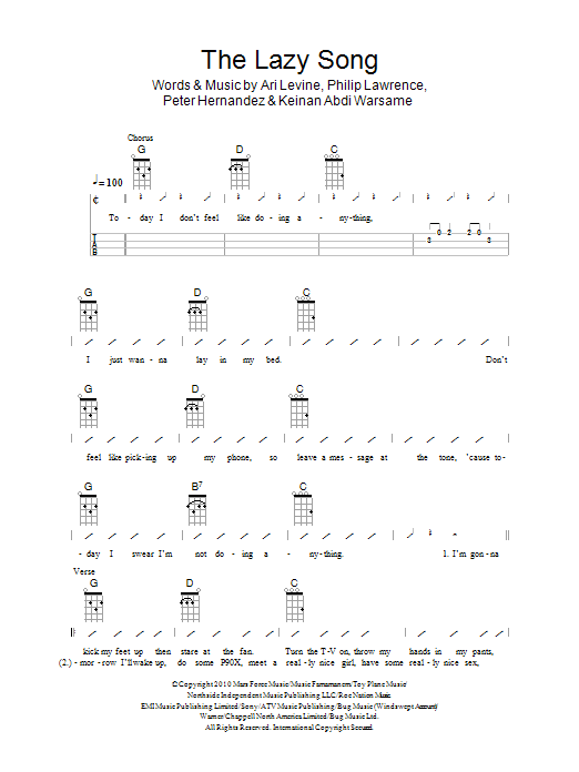 Product gallery: Page 1 of 1 The Lazy Song, The Ukuleles