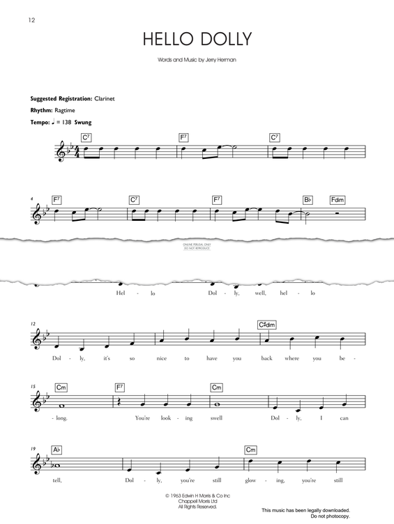 Produktgalerie: Seite 1 von 1 Hello, Dolly! (alt. Hello Dolly), Jerry Herman, Gesang, Keyboard