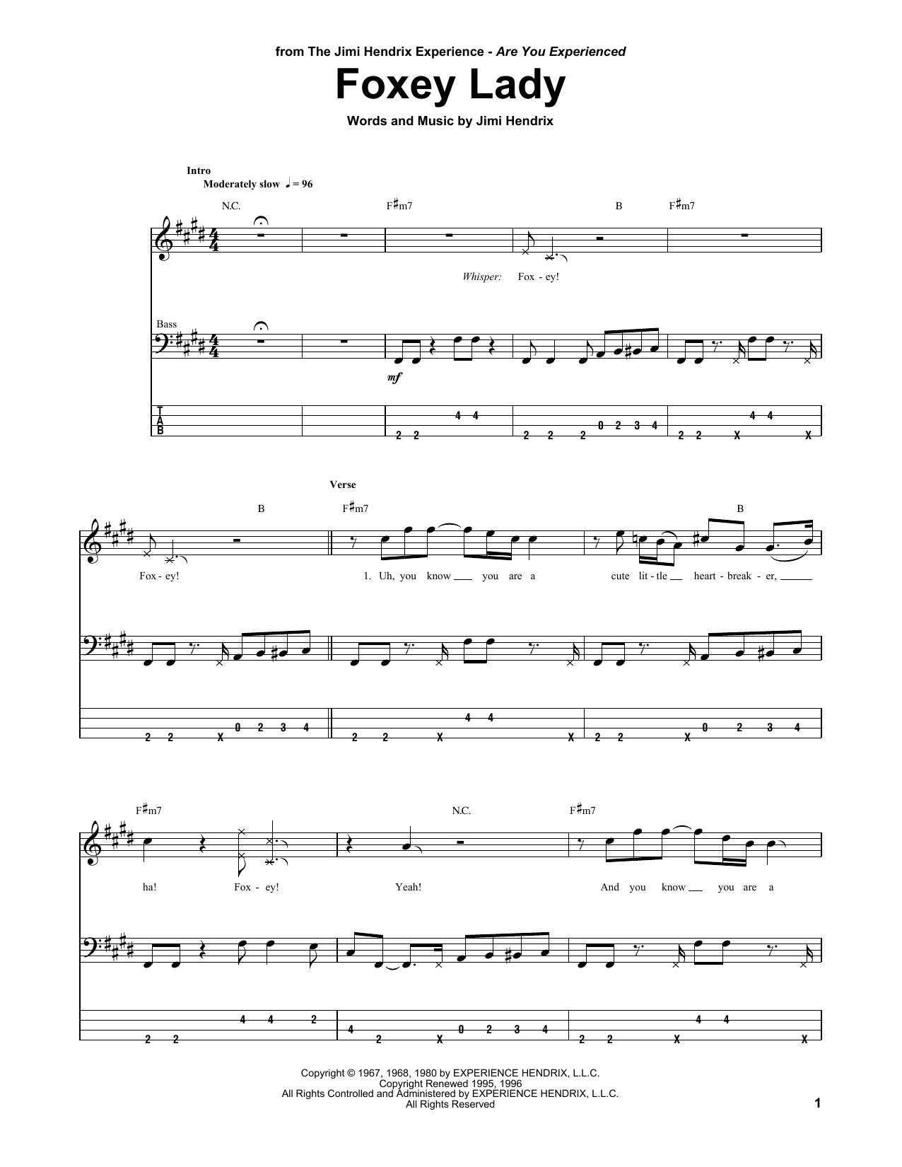 Produktgalerie: Seite 1 von 1 Foxey Lady, Jimi Hendrix, E-Bass