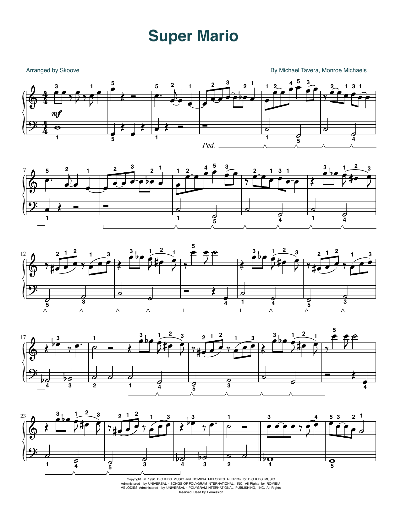 Product gallery: Page 1 of 1 Super Mario World Theme (arr. Skoove), Michael Tavera