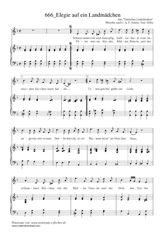 Product picture to: Elegie auf ein Landmädchen Aus "Deutsches Liederlexikon" A. Härtel (1865)