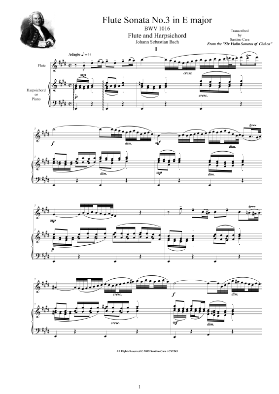 Produktbild zu: Flöten Sonate Nr. 3 E-Dur BWV 1016Johann Sebastian Bach