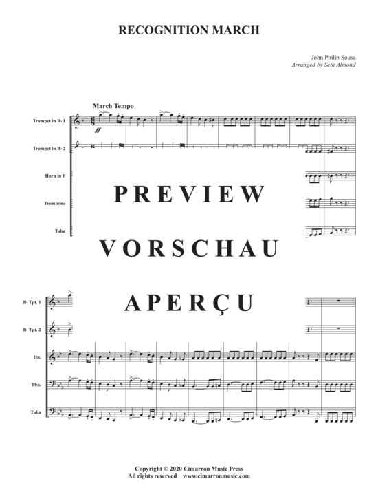 Produktgalerie: Seite 3 von 17 Recognition March , , (Blechbläser Quintett)