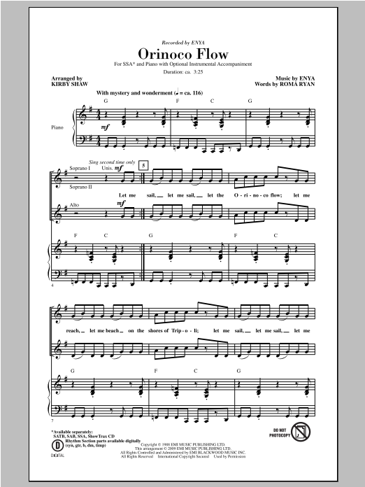 Produktgalerie: Seite 1 von 1 Orinoco Flow (arr. Kirby Shaw), Enya, Chor