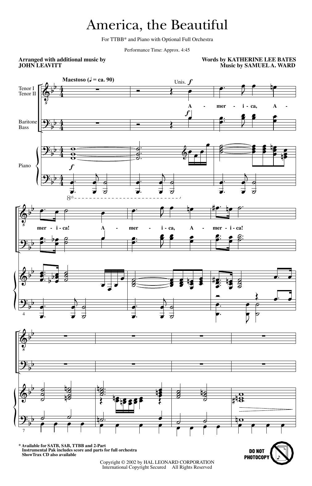 Produktbild zu: America, The Beautiful (arr. John Leavitt)