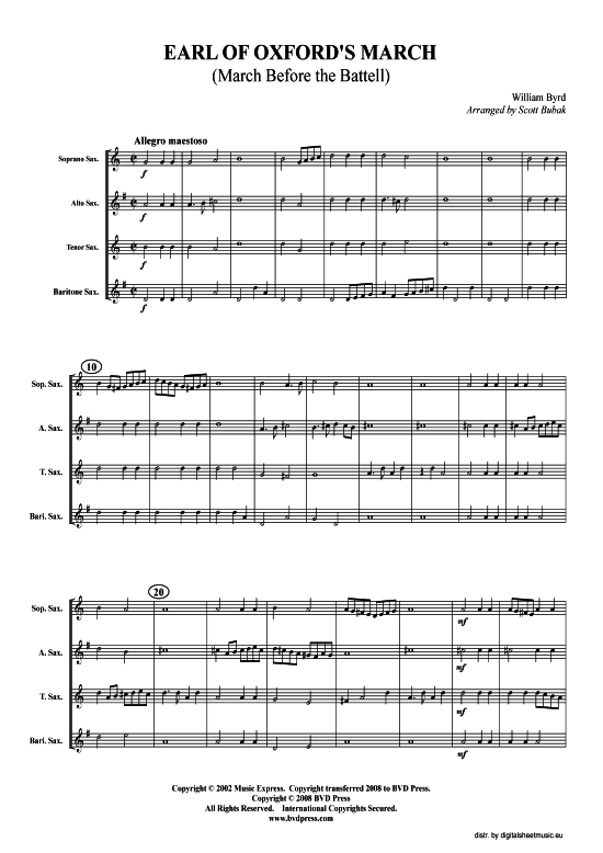 Product picture to: Earl of Oxfords Marsch Byrd (arr. Bubak)