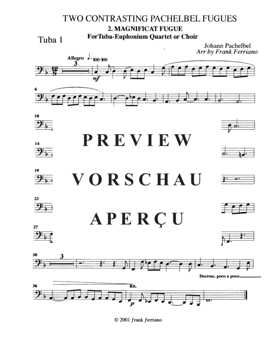Product gallery: Page 15 of 18 Two Contrasting Pachelbel Fugues (Tuba Quintett EEE(T) , , TT)