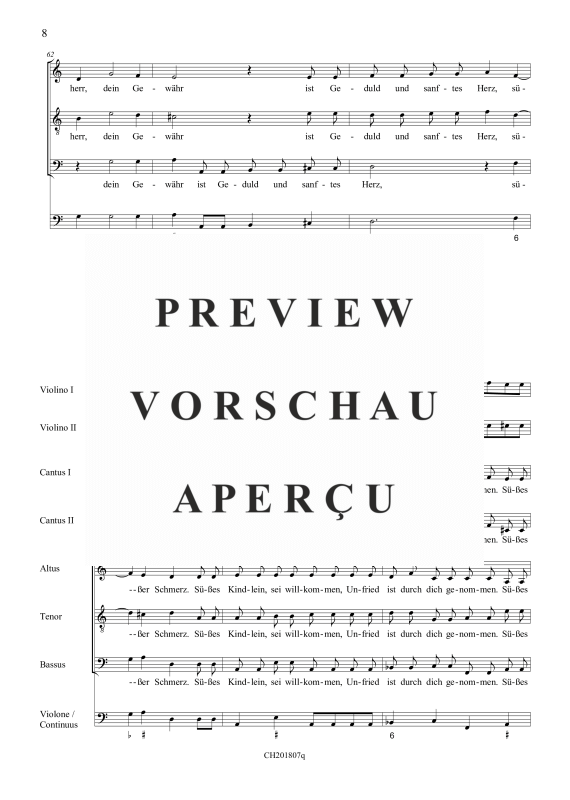 gallery: Sei willkommen, Jesulein (aus: Fest-, Buß- und Danklieder), , (5 Vokalstimmen, 2 Violinen und Continuo)