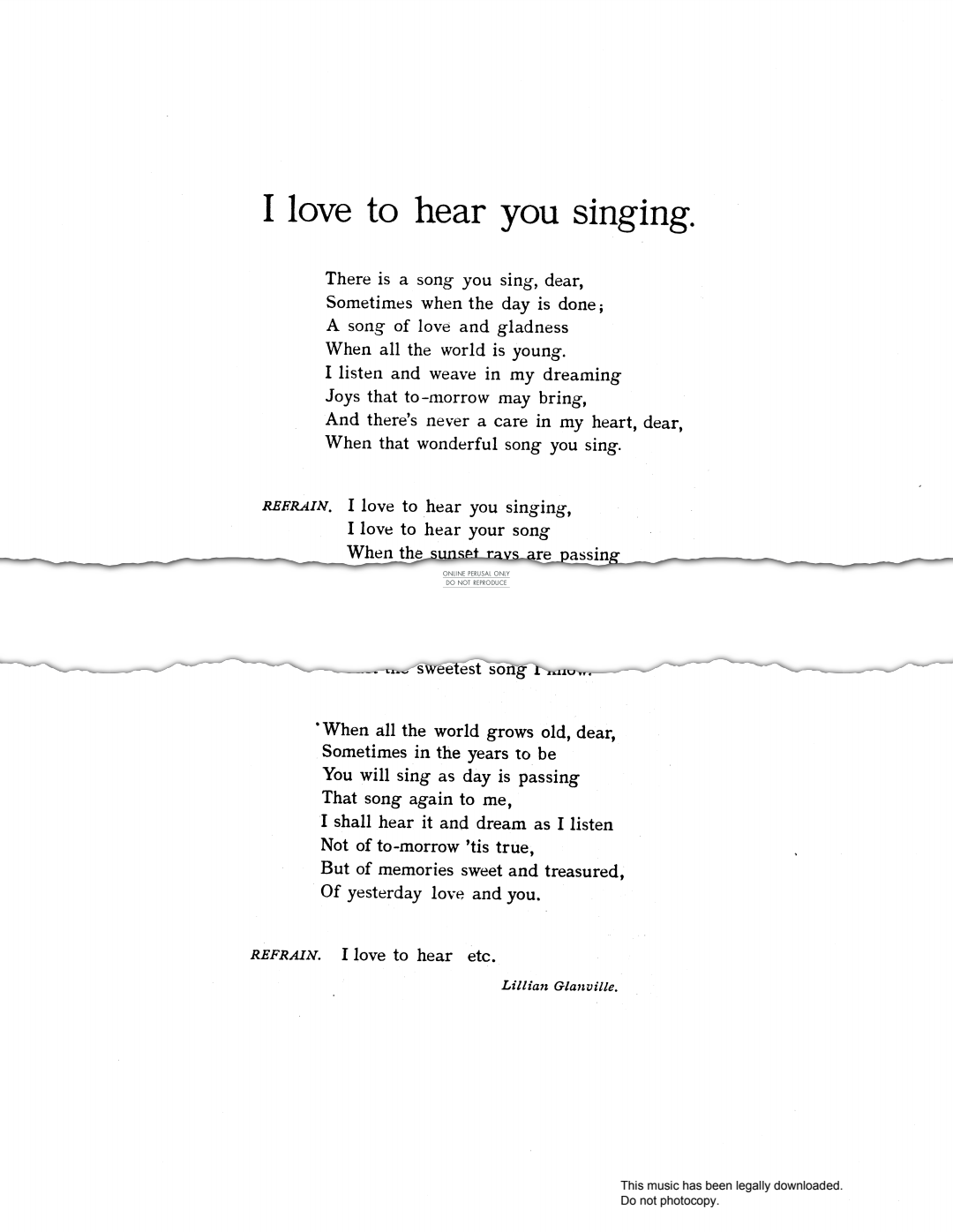 Product picture to: I Love To Hear You Singing