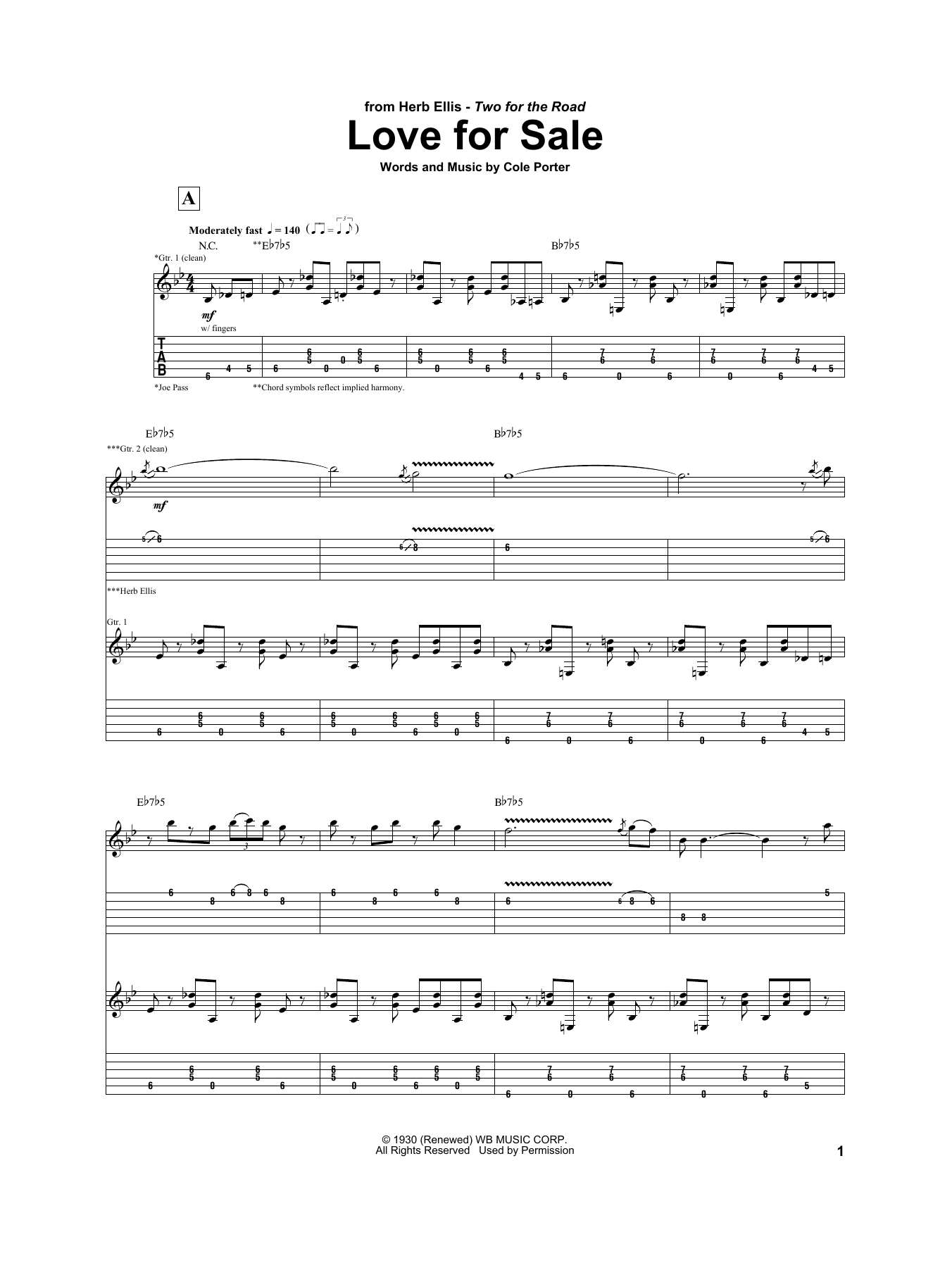 Product gallery: Page 1 of 1 Love For Sale, Herb Ellis