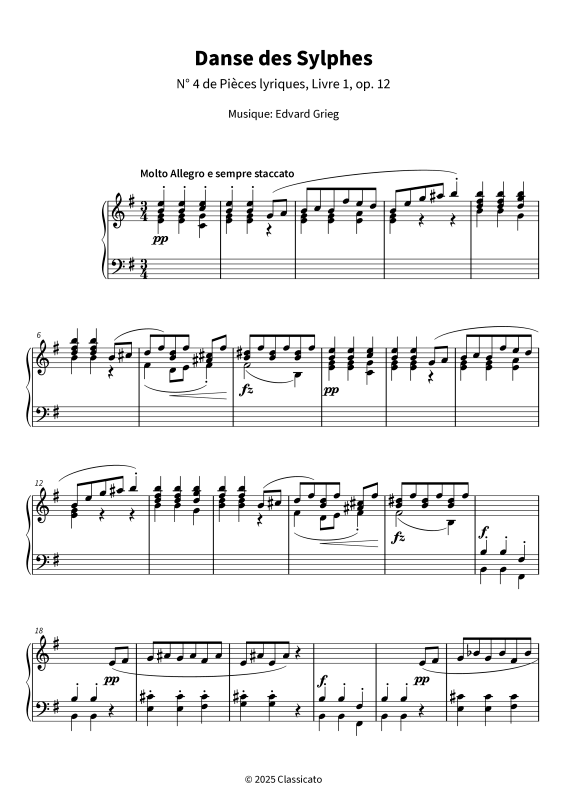 Product gallery: Page 1 of 7 Danse des Sylphes - N° 4 de Pièces lyriques, Livre 1, op. 12, , Piano Solo