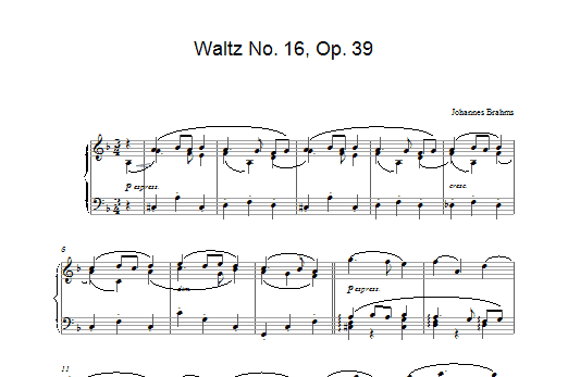 Product gallery: Page 1 of 1 Waltz No. 16, Op. 39, Johannes Brahms