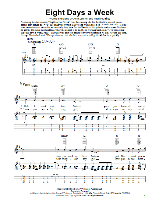 Product gallery: Page 1 of 1 Eight Days A Week, The Beatles