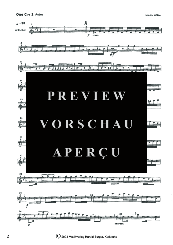 gallery: One Cry For Argentina - Suite für ein Melodieinstrument & Gitarre, , A-Klarinette - Einzelstimme