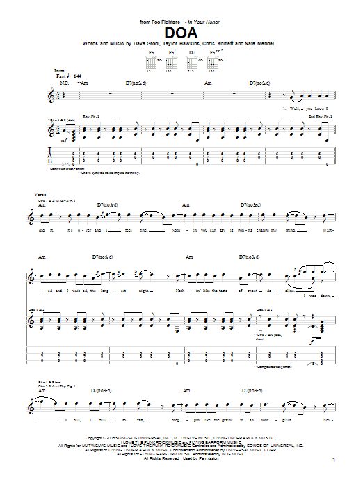 Produktgalerie: Seite 1 von 1 DOA, Foo Fighters, Gitarre