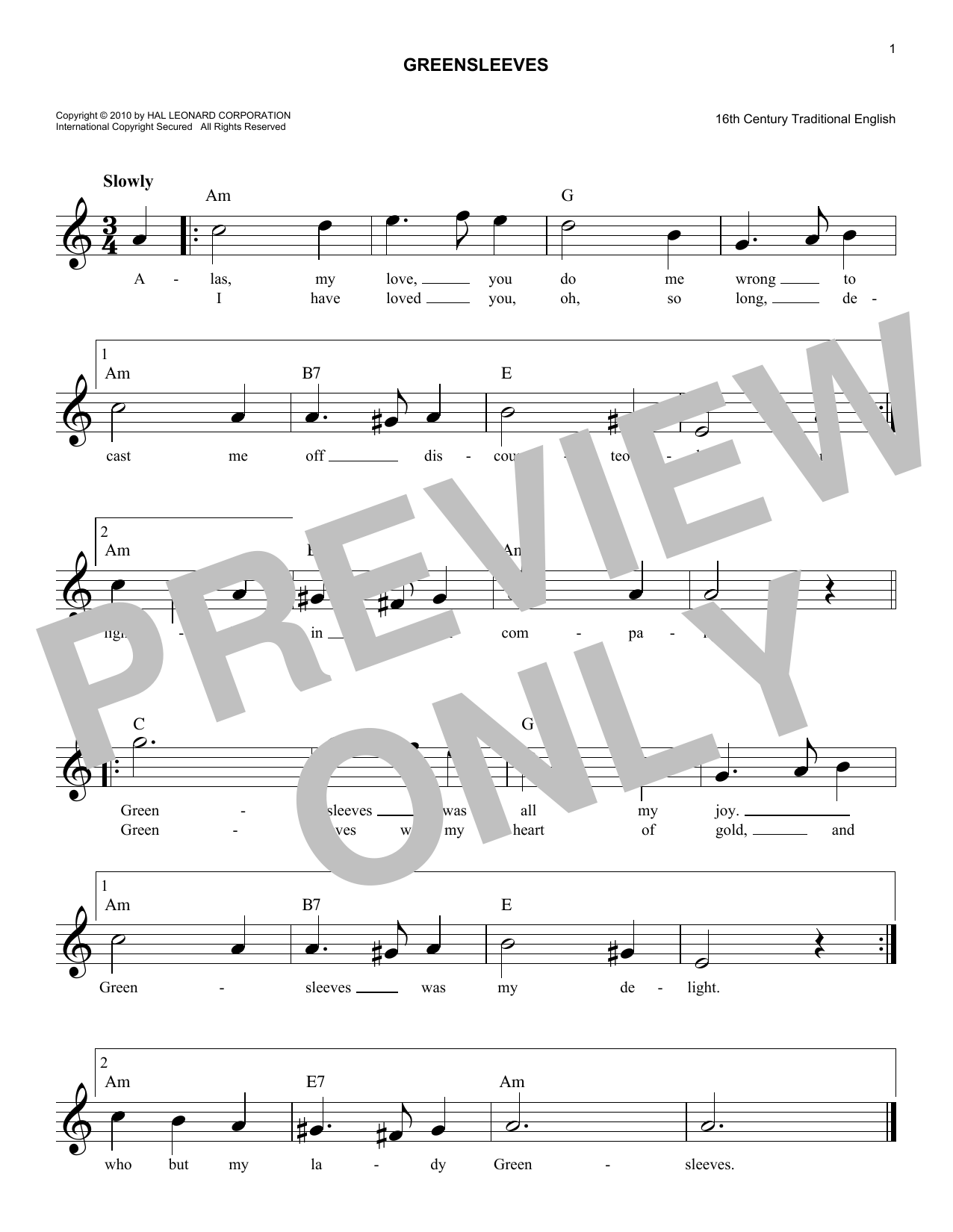Product gallery: Page 1 of 1 Greensleeves, Traditional English