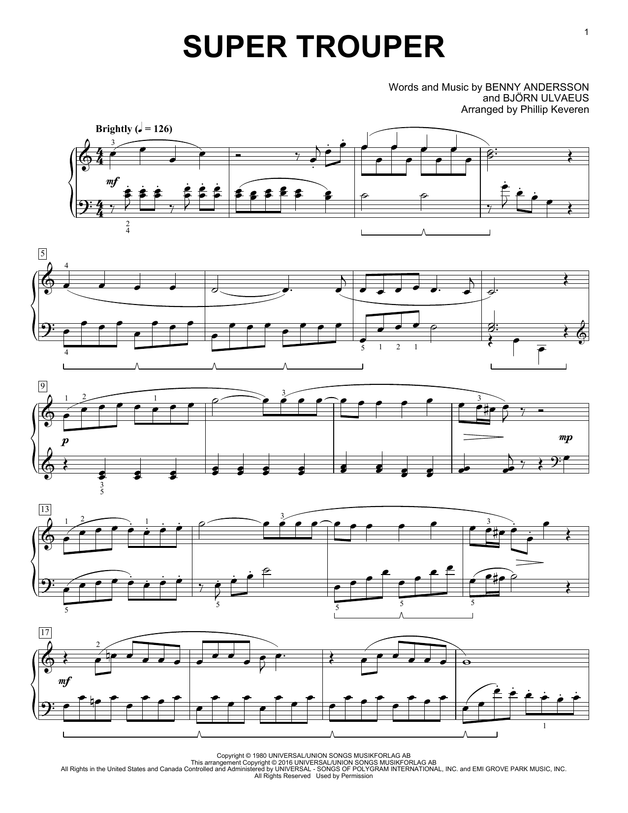 Produktbild zu: Super Trouper (arr. Phillip Keveren)