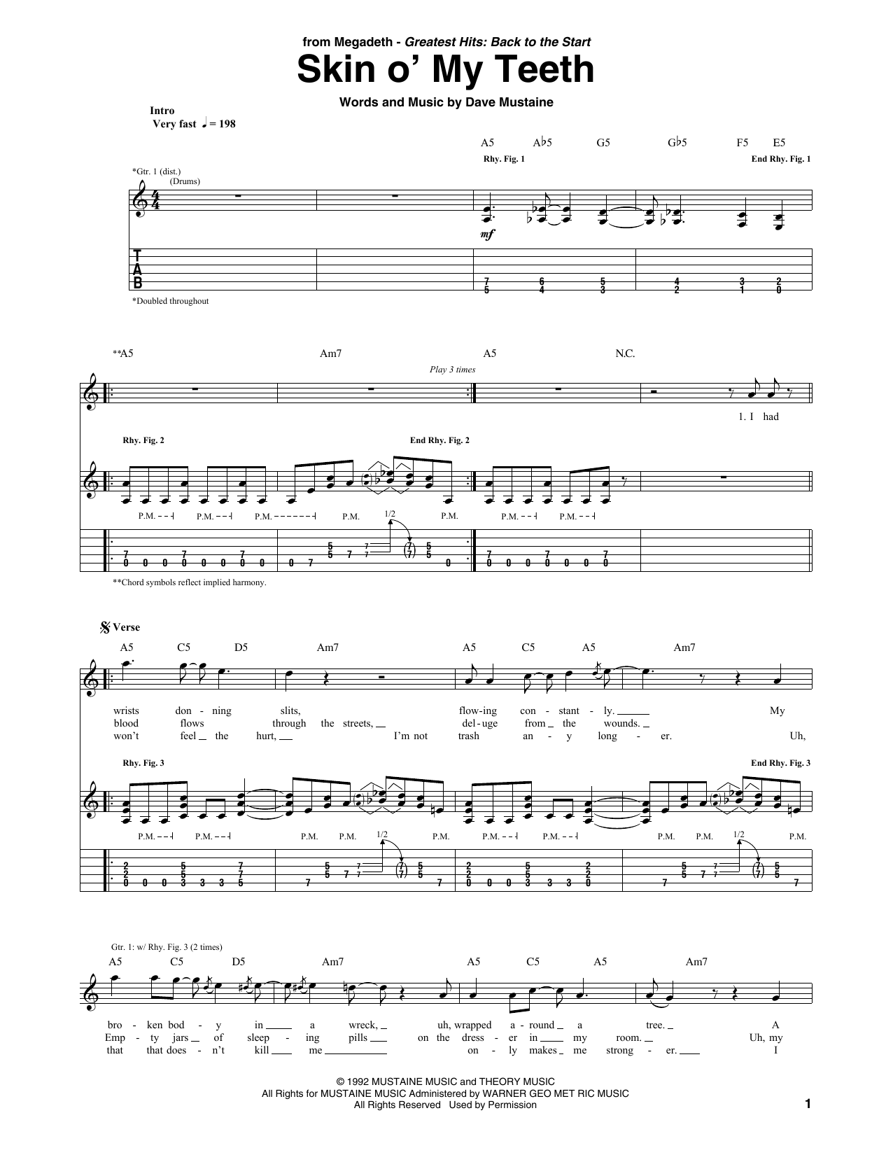 Produktgalerie: Seite 1 von 1 Skin O' My Teeth, Megadeth, Gitarre