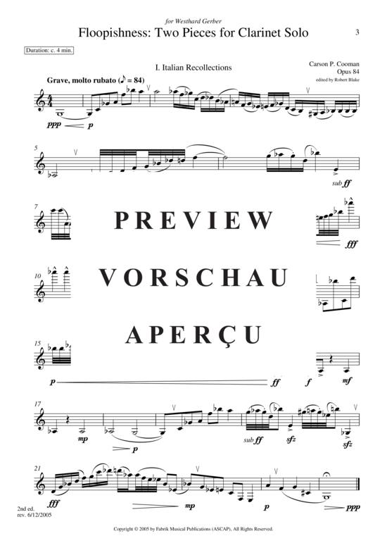 Product gallery: Page 4 of 6 Floopishness : Two pieces for clarinet , , Clarinet in B-flat