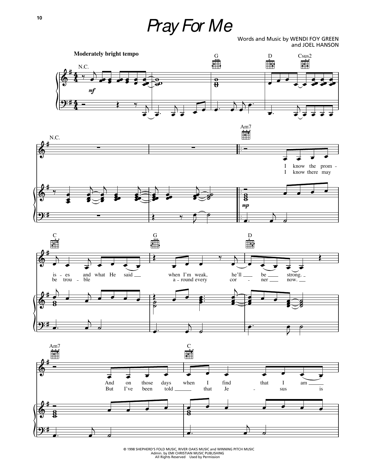Produktgalerie: Seite 1 von 1 Pray For Me, Sierra, Gesang, Gitarre, Klavier