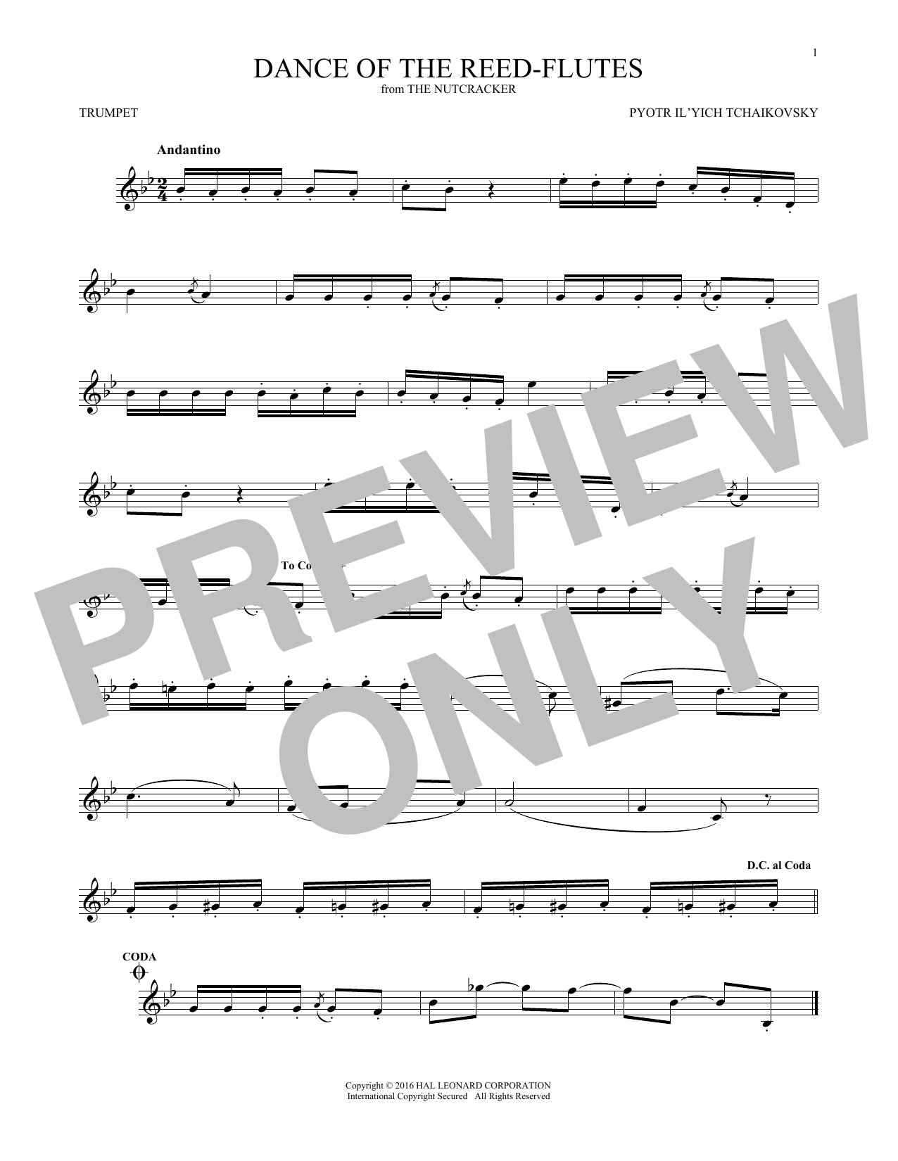 Produktgalerie: Seite 1 von 1 Dance Of The Reed Flutes, Op. 71a (from The Nutcracker), Pyotr Il'yich Tchaikovsky, Trompete