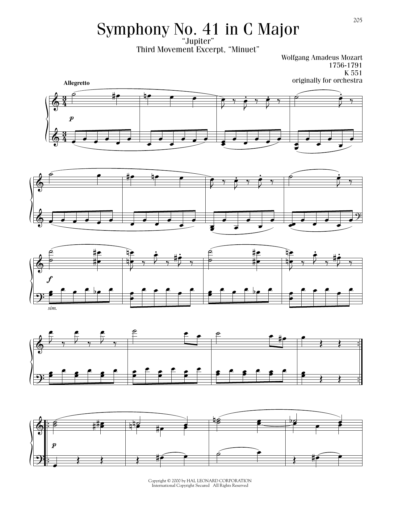 Produktbild zu: Symphony No. 41 In C Major ("Jupiter"), Third Movement ("Minuet") Excerpt