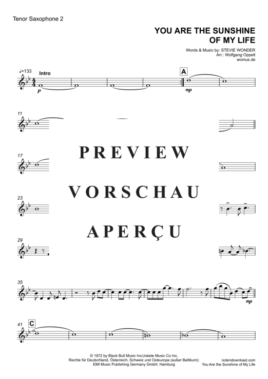 Product gallery: Page 13 of 18 You Are the Sunshine of My Life , Wonder, Stevie, (Saxophone Quintet A/S ATTB)