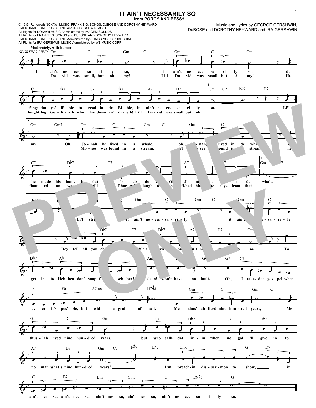 Product gallery: Page 1 of 1 It Ain't Necessarily So, George Gershwin