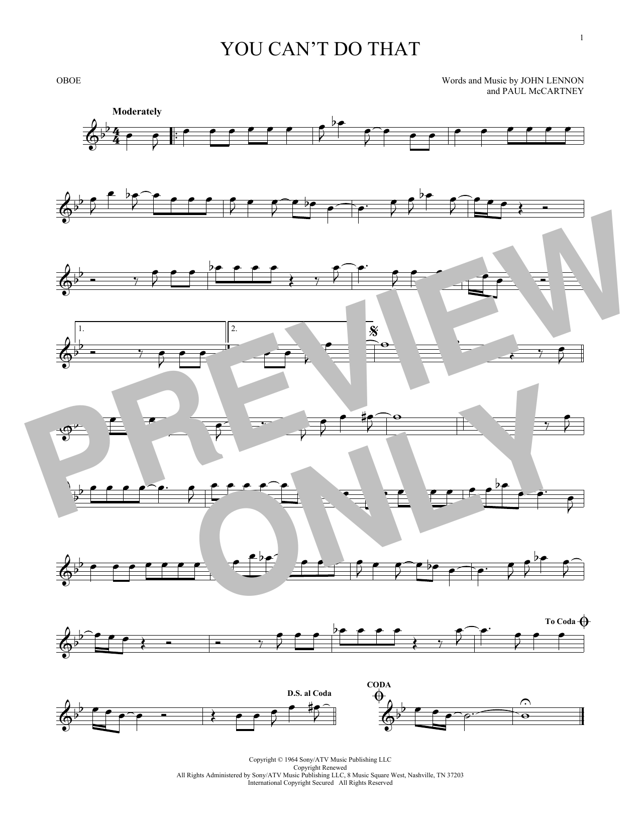 Produktgalerie: Seite 1 von 1 You Can't Do That, The Beatles, Oboe