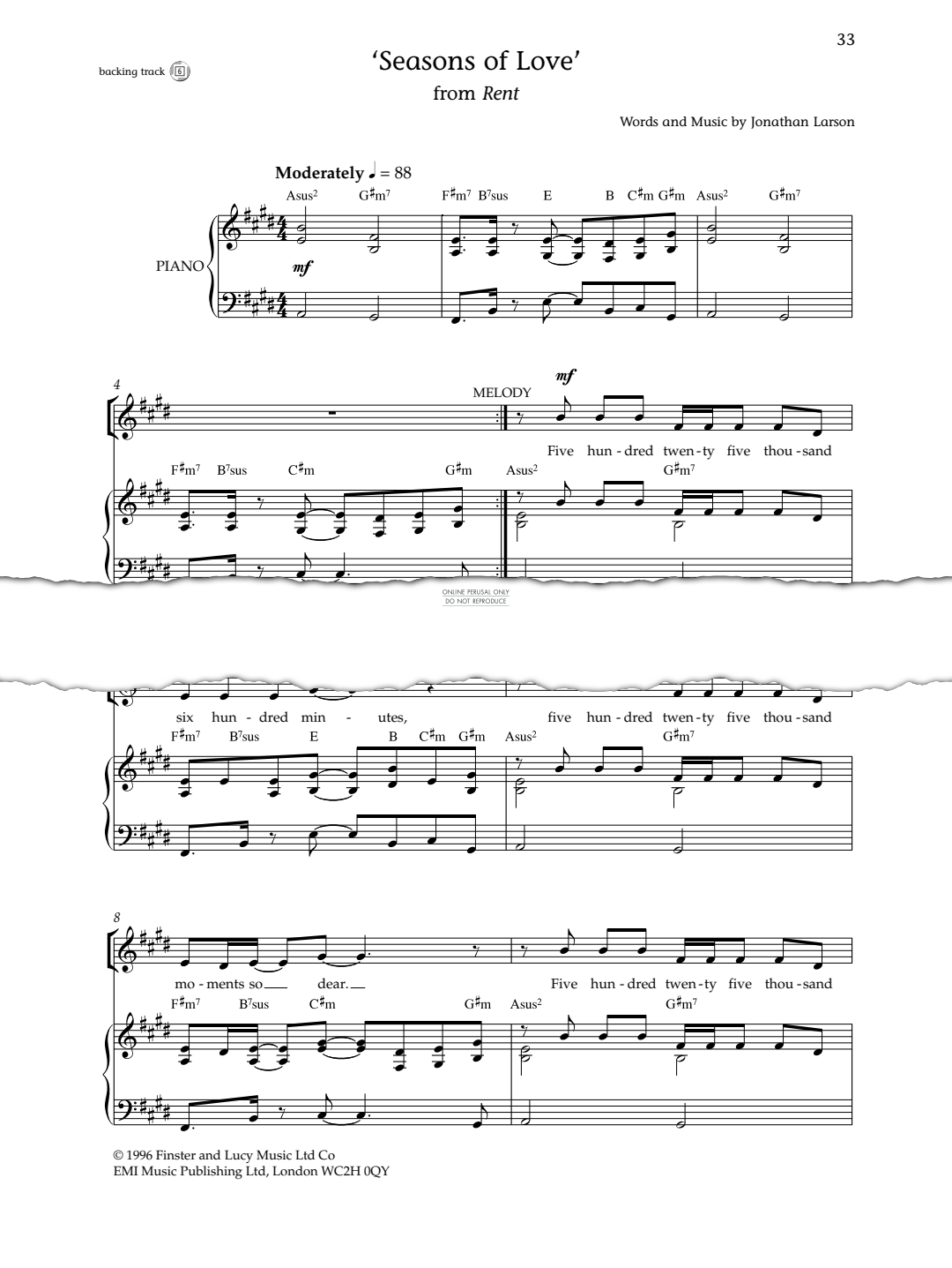 Produktgalerie: Seite 1 von 1 Seasons Of Love, Jonathan Larson, Gesang