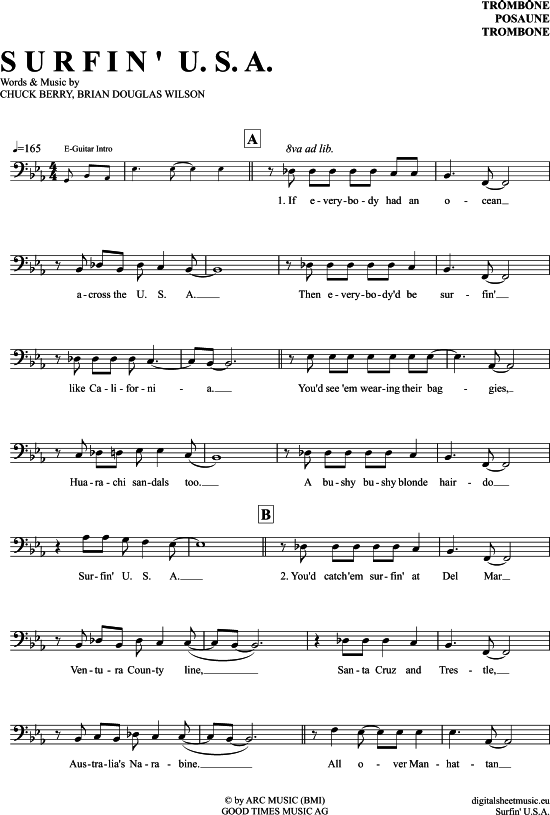 Product gallery: Page 1 of 4 Surfin´ U.S.A. , Beach Boys, (Posaune / Bariton)