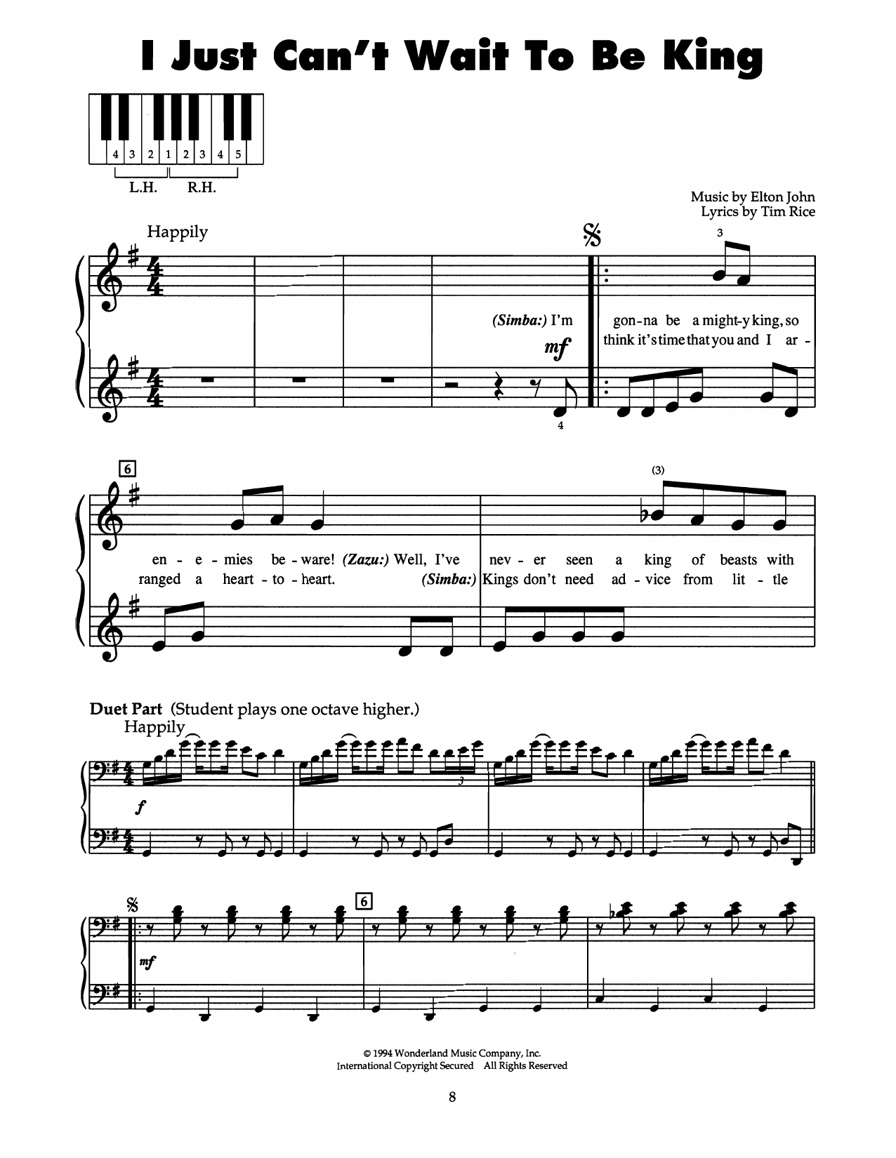 Product gallery: Page 1 of 1 I Just Can't Wait To Be King (from The Lion King), Elton John