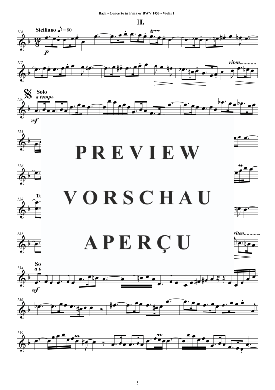 Product gallery: Page 6 of 11 Concerto in F-Dur BWV 1053, , String Quartet - Individual Parts