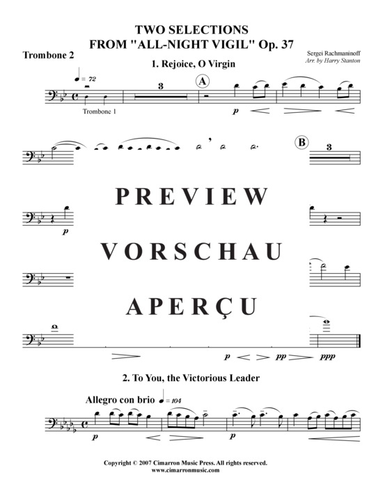 Product gallery: Page 9 of 21 Zwei Selektionen aus "All Night Vigil" , , (Trombone ensemble)