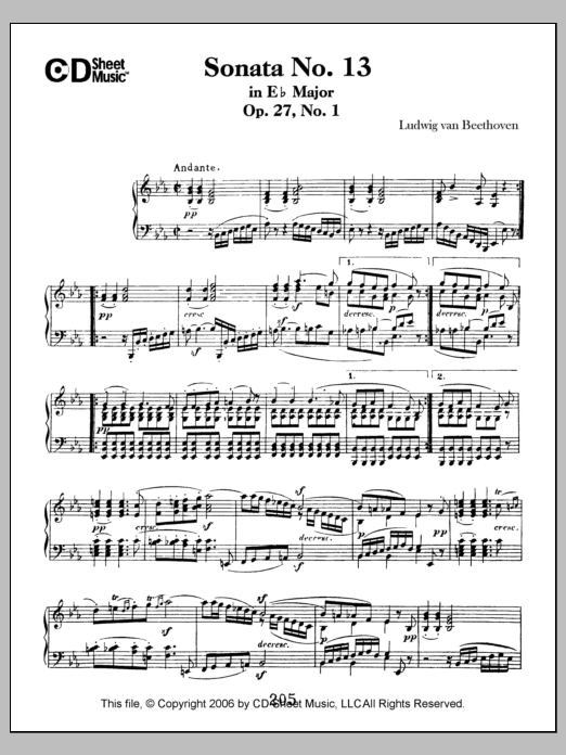 Produktbild zu:  Sonata No. 13 In E-flat Major, Quasi Fantasia, Op. 27, No. 1 - Ludwig van Beethoven