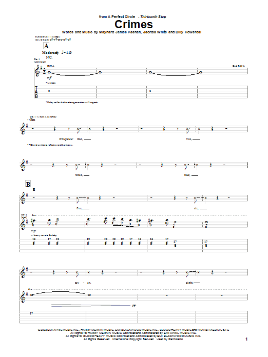 Produktgalerie: Seite 1 von 1 Crimes, A Perfect Circle, Gitarre