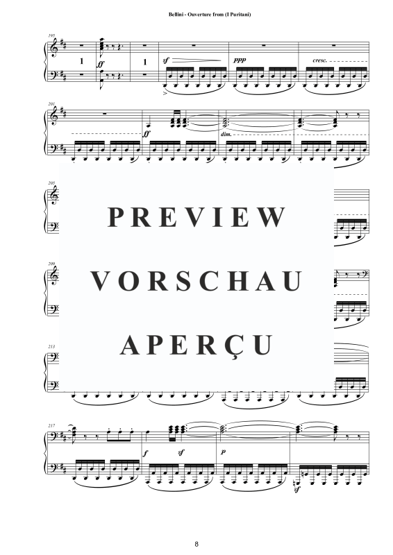 Produktgalerie: Seite 9 von 11 Ouverture from (I Puritani), , Klavier Solo