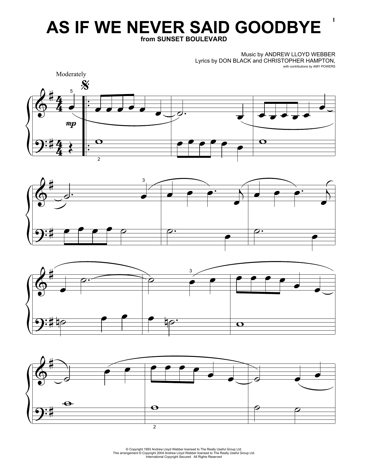 Produktgalerie: Seite 1 von 1 As If We Never Said Goodbye (from Sunset Boulevard), Andrew Lloyd Webber, Klavier