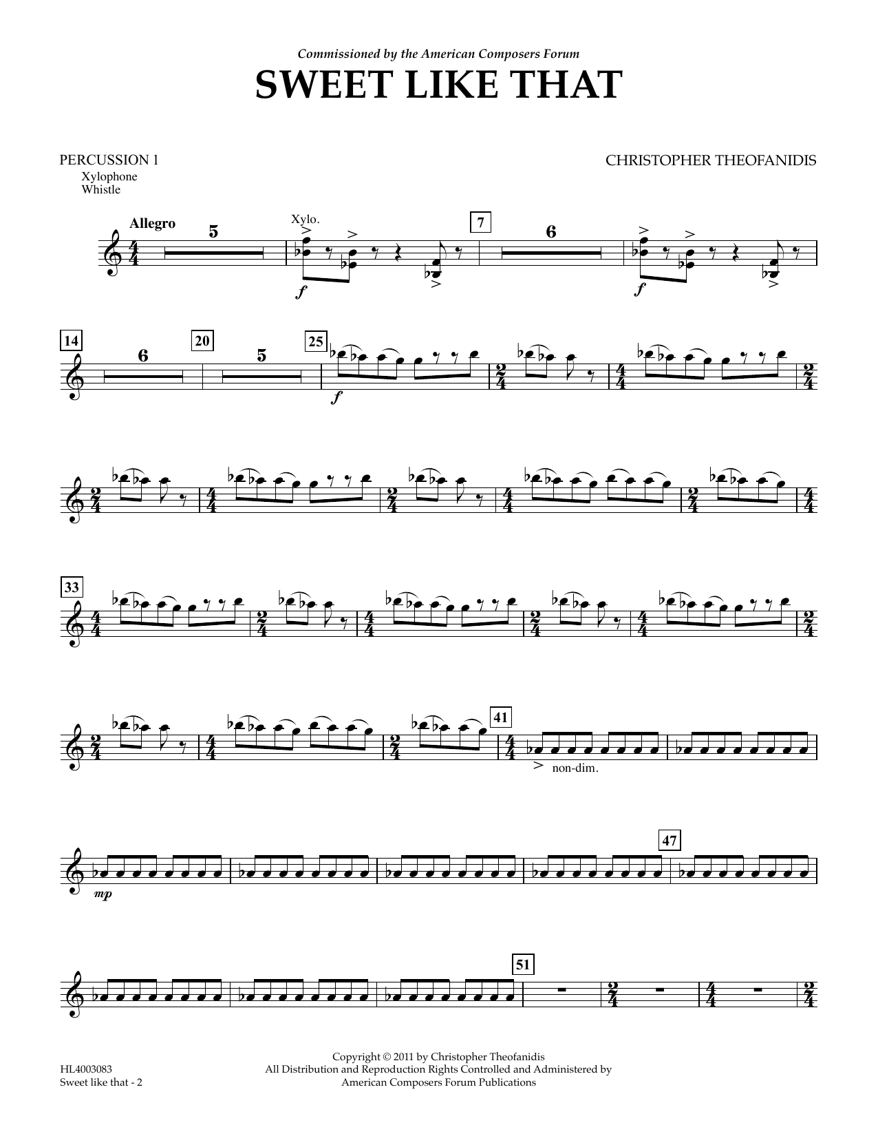 Produktgalerie: Seite 1 von 1 Sweet like that - Percussion I, Christopher Theofanidis, Ensemble