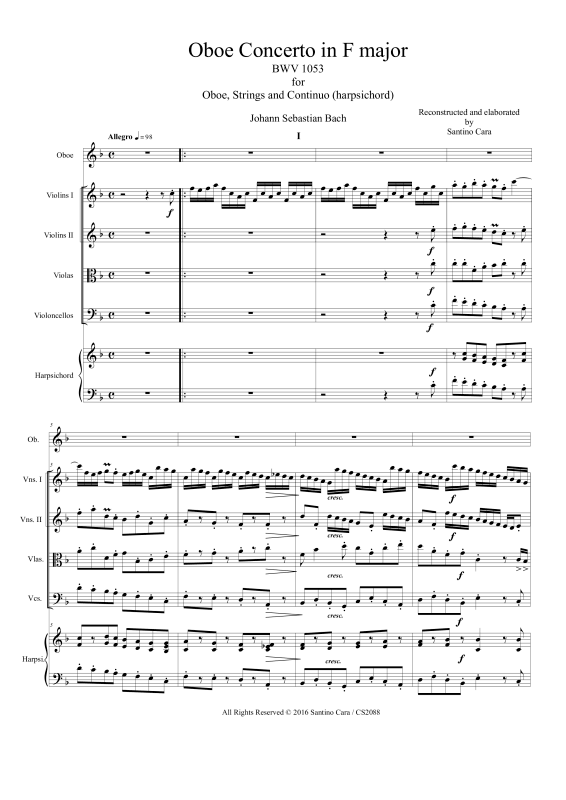 Produktbild zu: Oboen Konzert in F-DUr BWV 1053Johann Sebastian Bach
