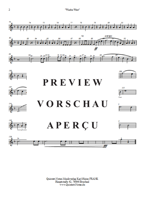 Produktgalerie: Seite 7 von 21 Wache West , , (Blechbläserquintett + Trillerpfeife, Schlagzeug)