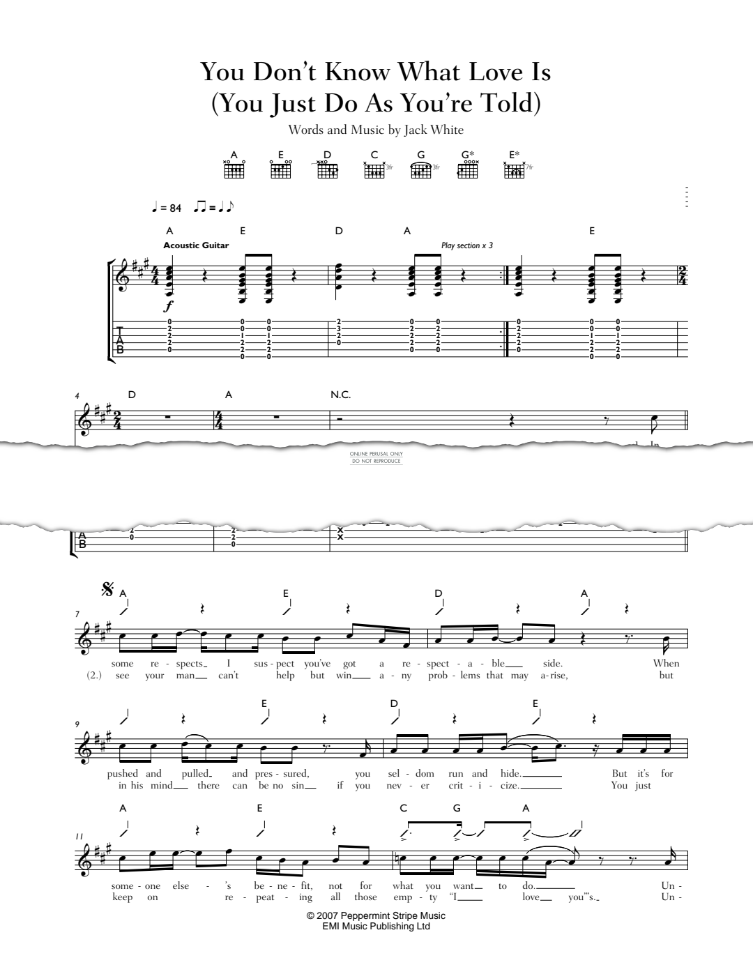 Product gallery: Page 1 of 1 You Don't Know What Love Is (You Just Do As You're Told), The White Stripes