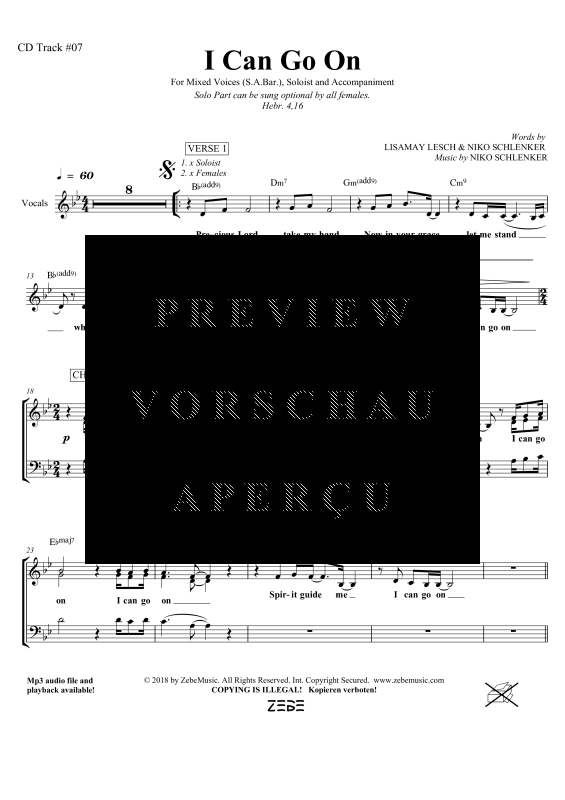 gallery: I Can Go On, , Gemischter Chor SAM/Solo opt. und Klavier