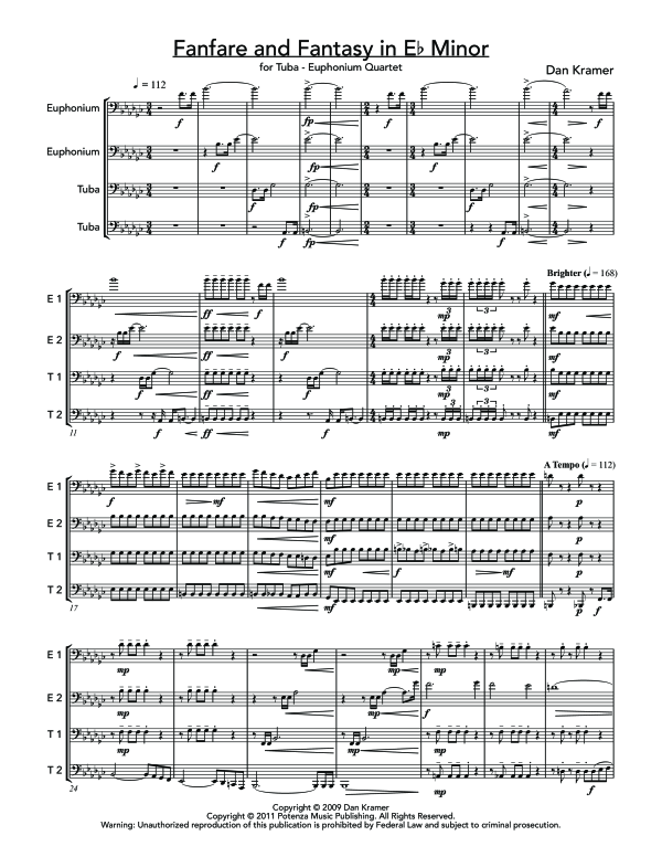 Product gallery: Page 1 of 11 Fanfare and Fantasy in Eb Minor, , (Tuba Quartett EETT)