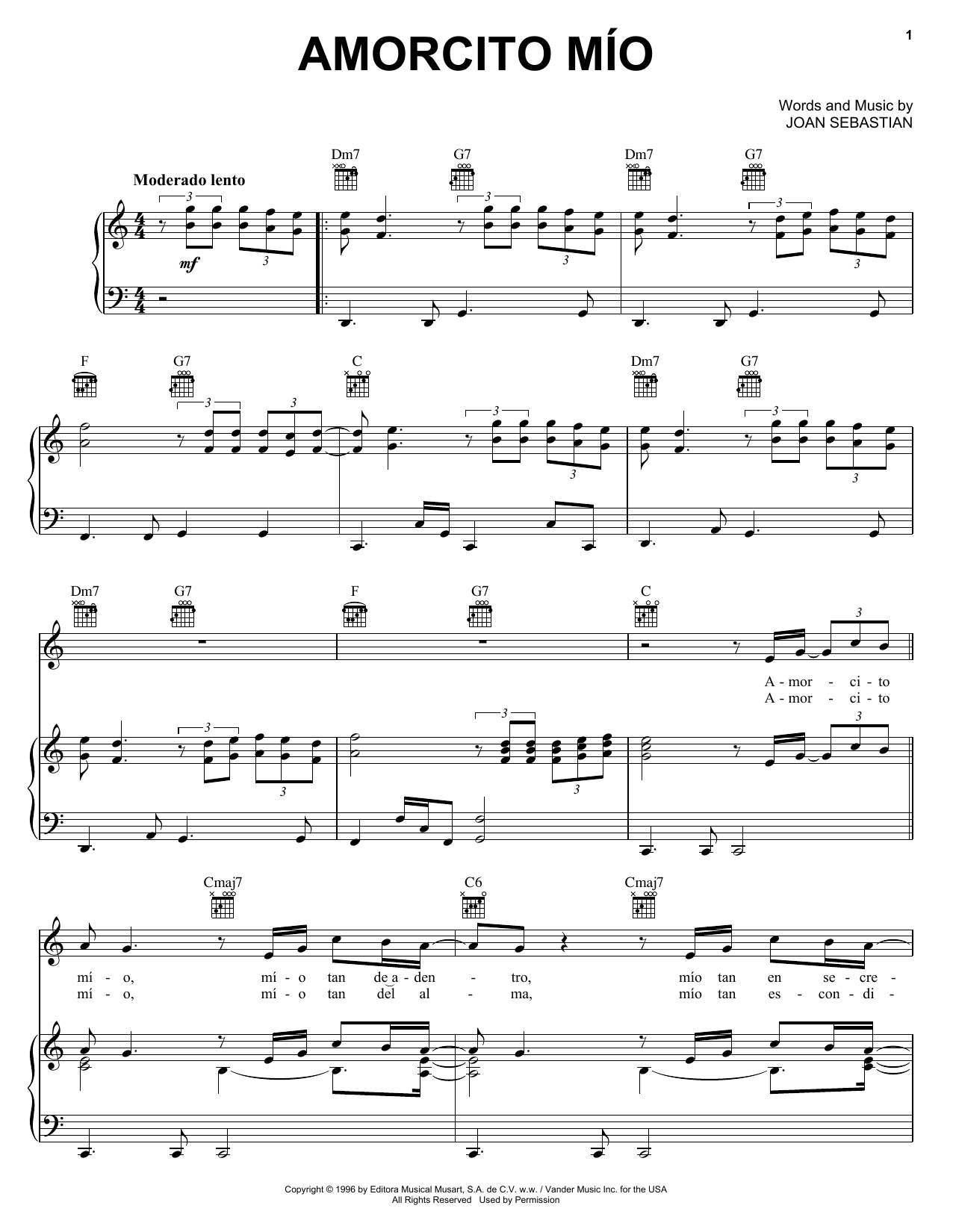 Produktgalerie: Seite 1 von 1 Amorcito Mío, Joan Sebastian, Gesang, Gitarre, Klavier