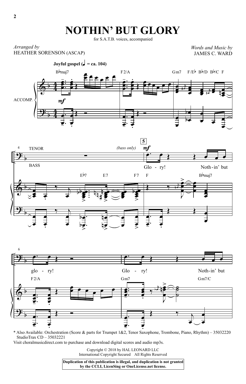 Produktbild zu: Nothin' But Glory (arr. Heather Sorenson)